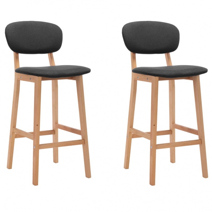 Stołki barowe, 2 szt., ciemnoszare, tapicerowane tkaniną