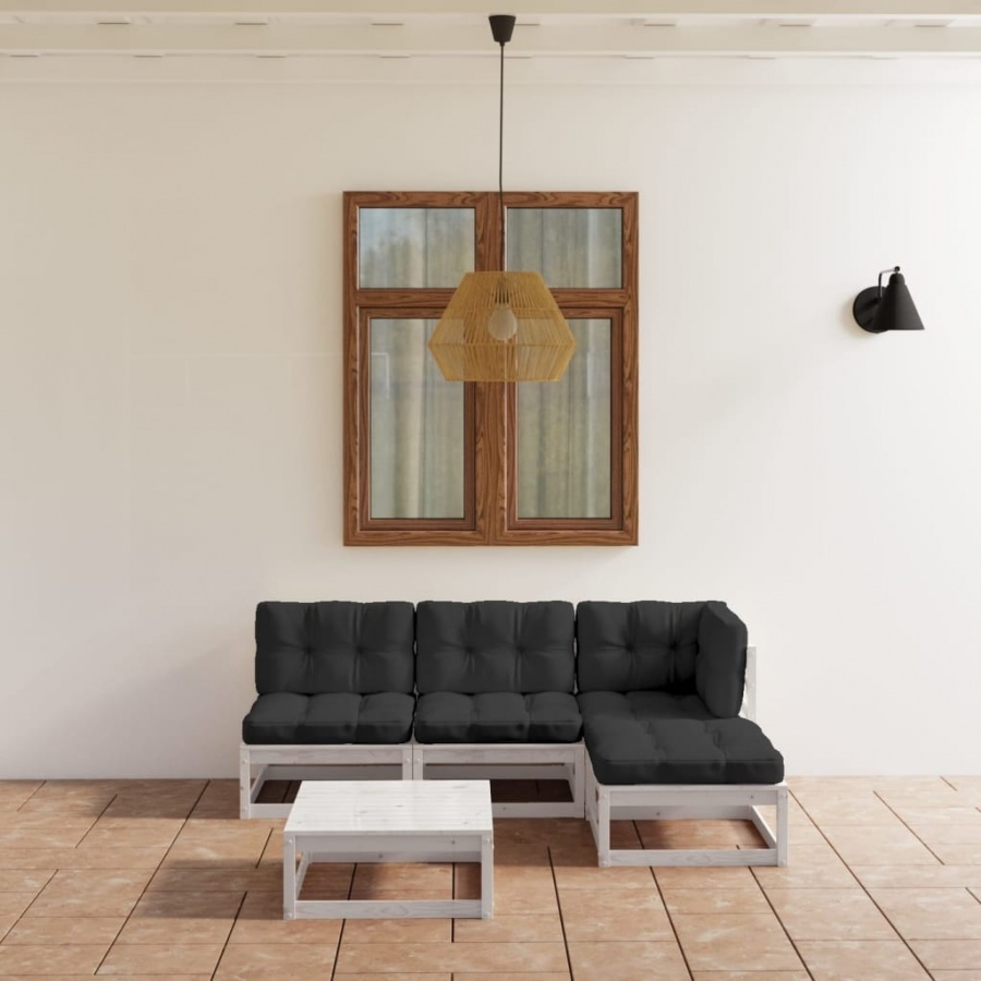 5-cz. zestaw wypoczynkowy do ogrodu, z poduszkami, lita sosna