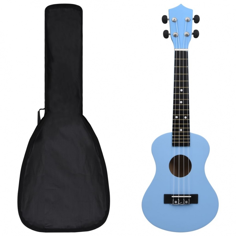Ukulele sopranowe z pokrowcem, dla dzieci, błękitne, 23"