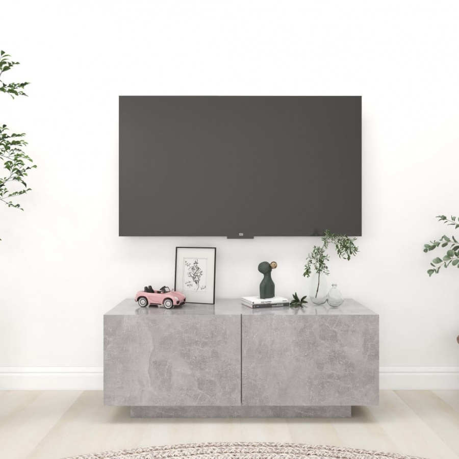 Szafka pod tv, szarość betonu, 100x35x40 cm, płyta wiórowa