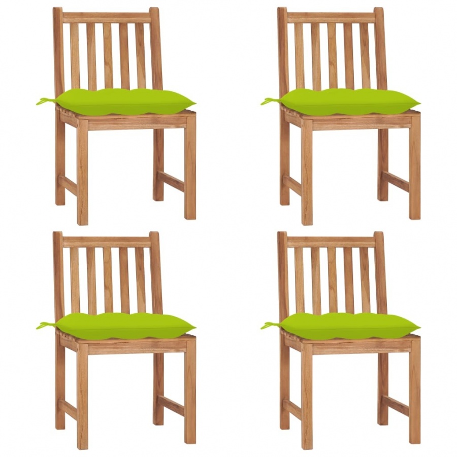 Krzesła ogrodowe, 4 szt., z poduszkami, lite drewno tekowe