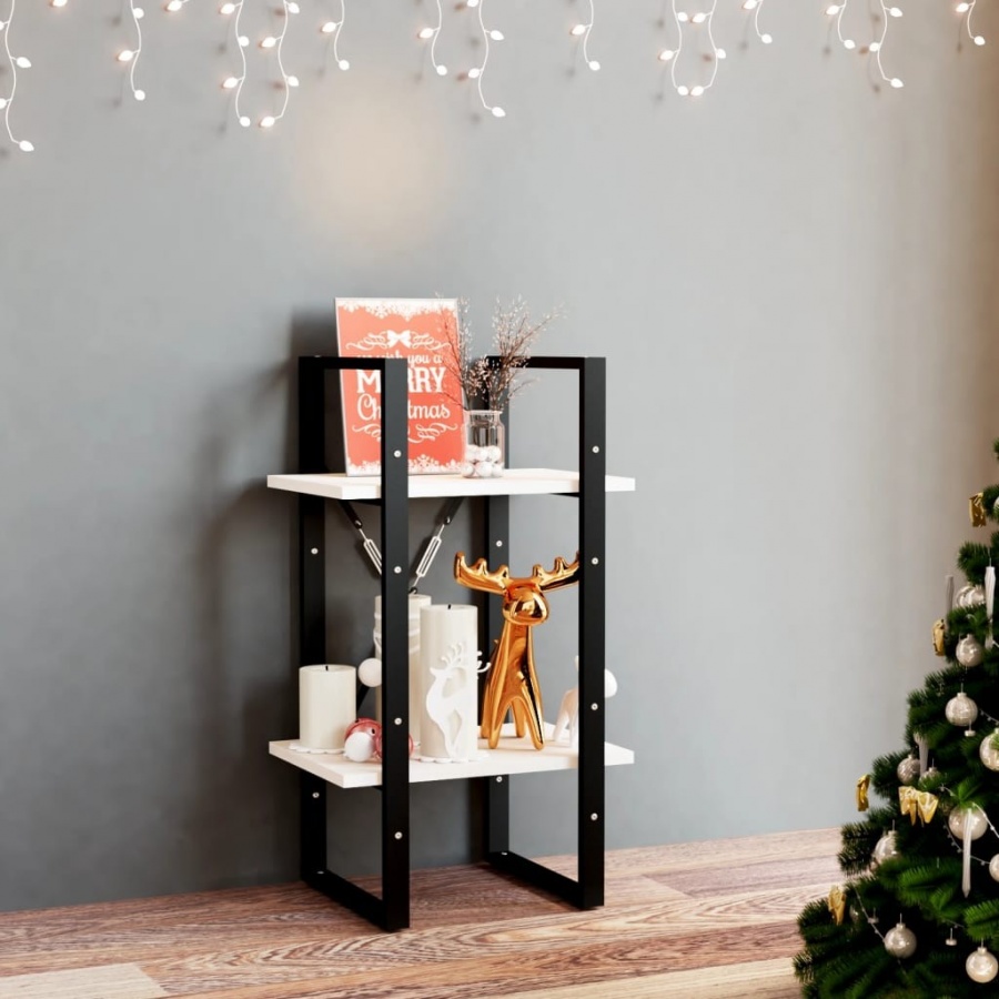 2-poziomowy regał na książki, biały, 40x30x70 cm, sosnowy