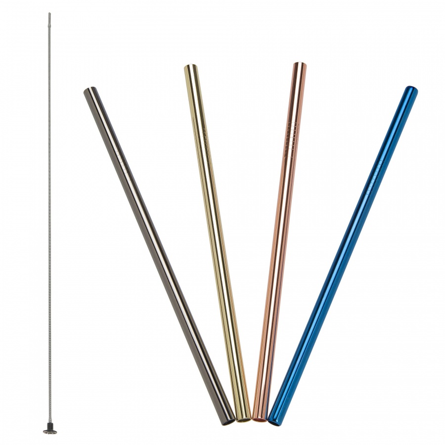 stalowe słomki do napojów, 4 szt., kolorowe, 21,5 cm