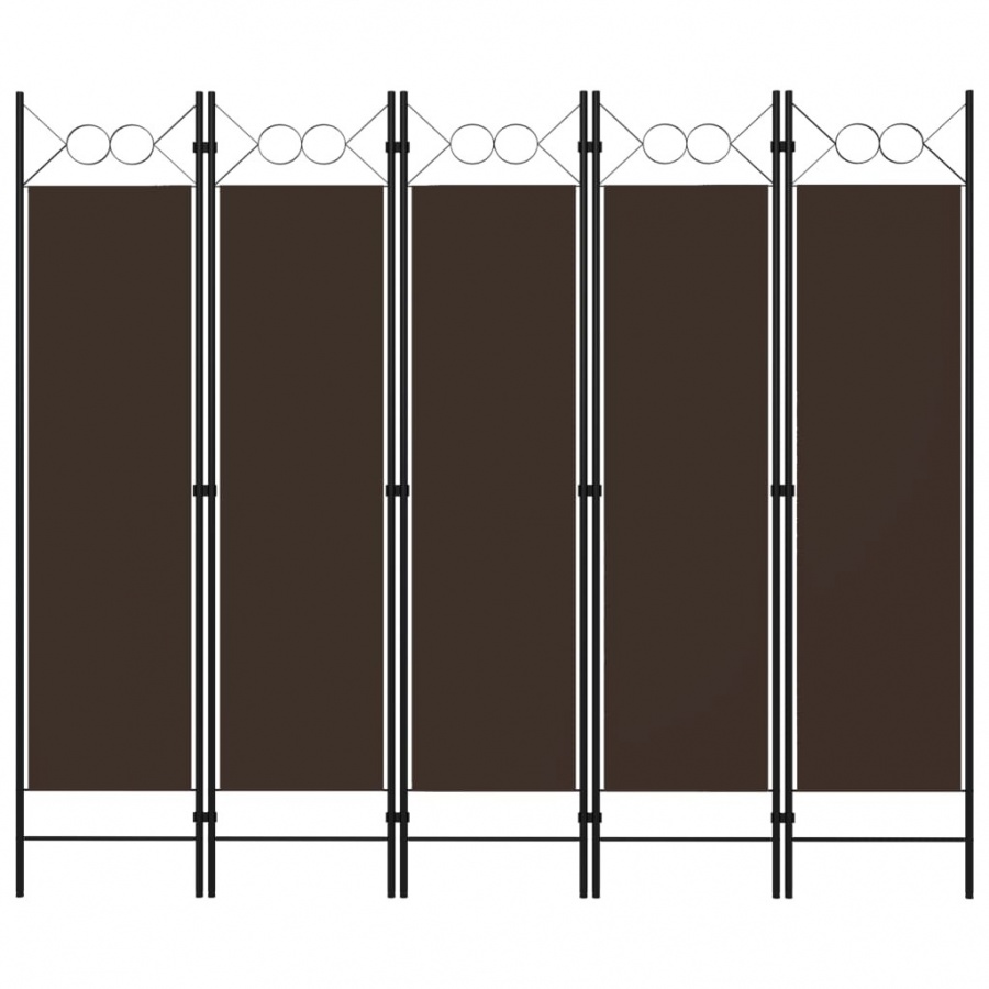 Parawan 5-panelowy, brązowy, 200 x 180 cm
