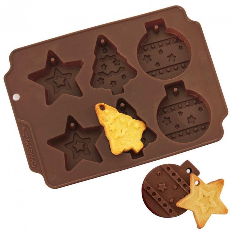 Forma do pieczenia ciastek, silikonowa, świąteczna, bombki, choinka, gwiazda