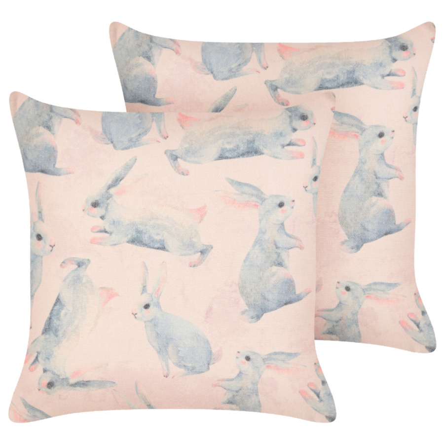 Zestaw 2 poduszek wzór zwierzęcy ratibida bawełna 45 x 45 cm różowy