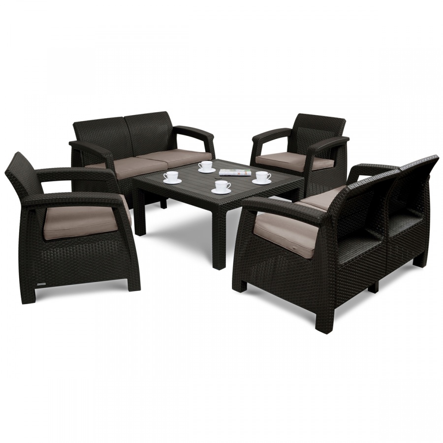 Zestaw mebli ogrodowych Corfu Fiesta Family Curver brąz/taupe