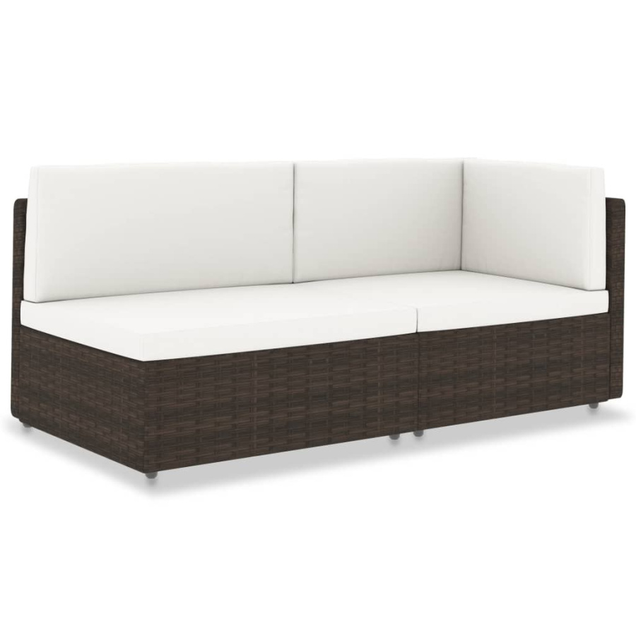Sofa modułowa 2-osobowa, rattan pe, brązowa