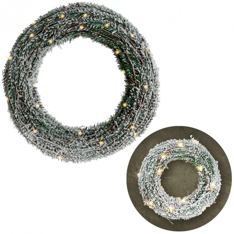 Stroik świecący wianek wieniec na drzwi świąteczny dekoracyjny ozdobny święta 30 led 40 cm