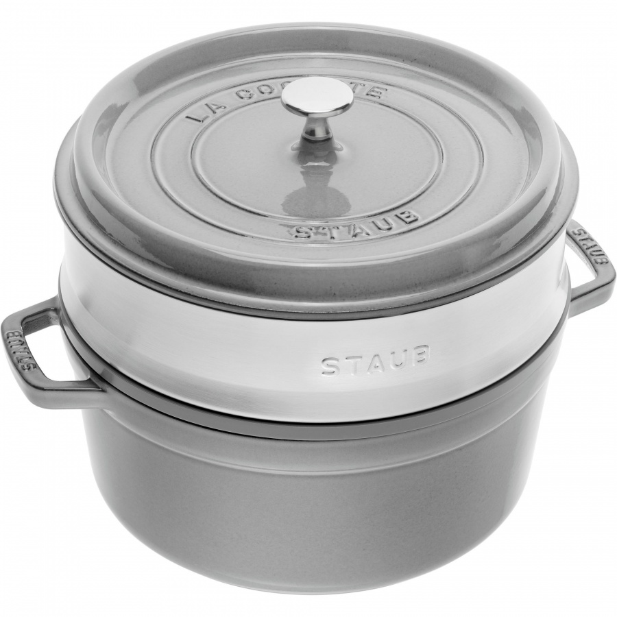 Garnek żeliwny okrągły z wkładem staub - 3.8 ltr, grafitowy