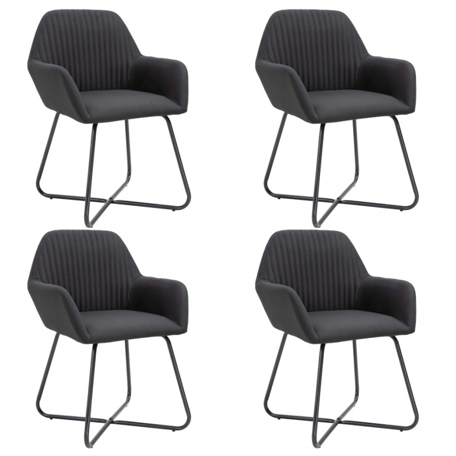 Krzesła do salonu 4 szt. czarne tapicerowane tkaniną