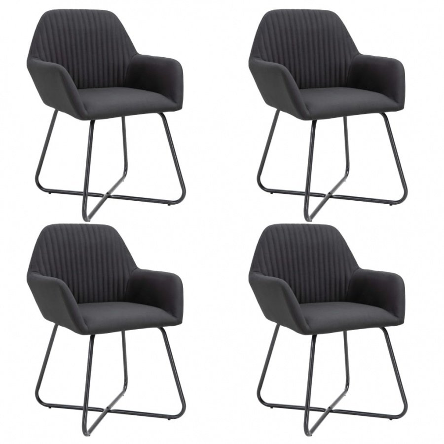Krzesła do salonu 4 szt. czarne tapicerowane tkaniną