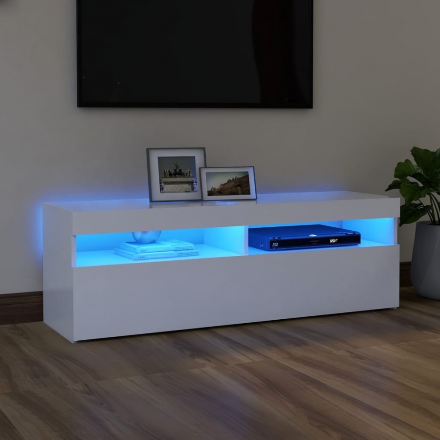 Szafka pod tv z oświetleniem led, biała, 120x35x40 cm