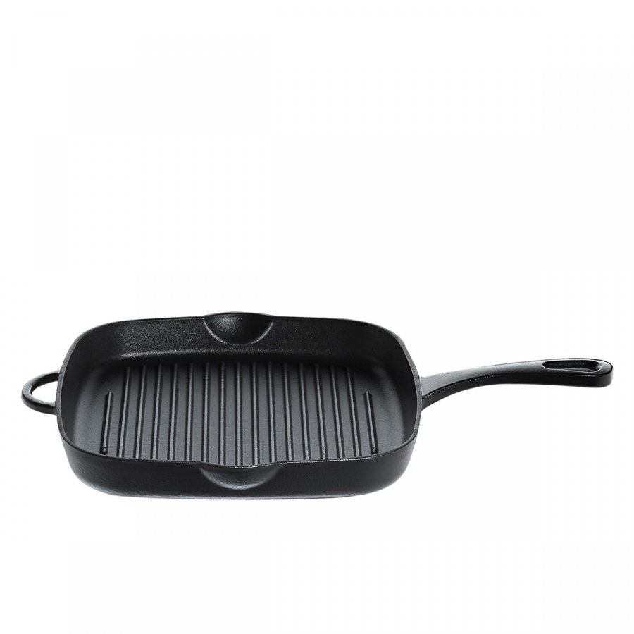 Patelnia 26x26cm żeliwna grillowa Kuchenprofi czarna