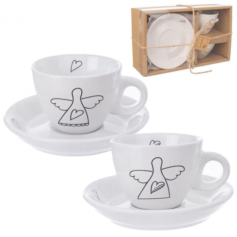 Filiżanka do kawy, espresso, porcelanowa, biała, 90 ml, 2 sztuki