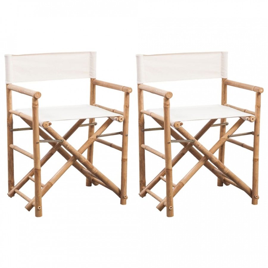 Składane krzesło reżyserskie, bambus i płótno, 2 sztuki