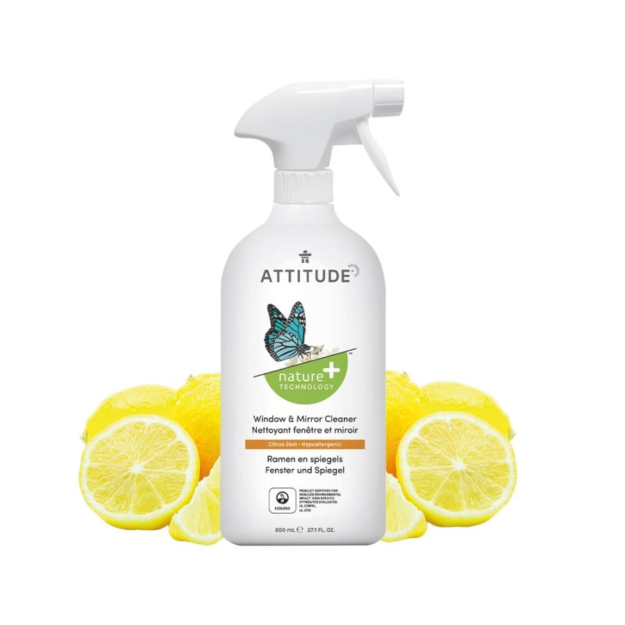 Attitude NATURE+, Spray do mycia okien i luster, 800 ml