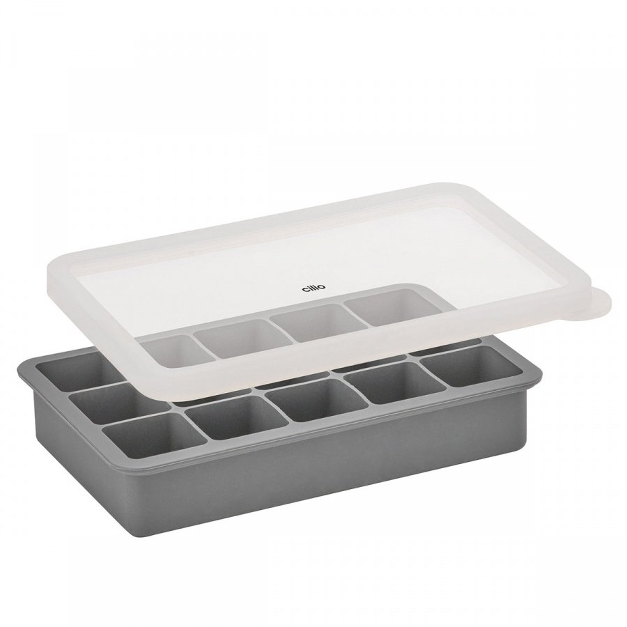 silikonowa foremka do lodu z pokrywką, na 15 dużych kostek, 19,5 x 13,5 x 4 cm