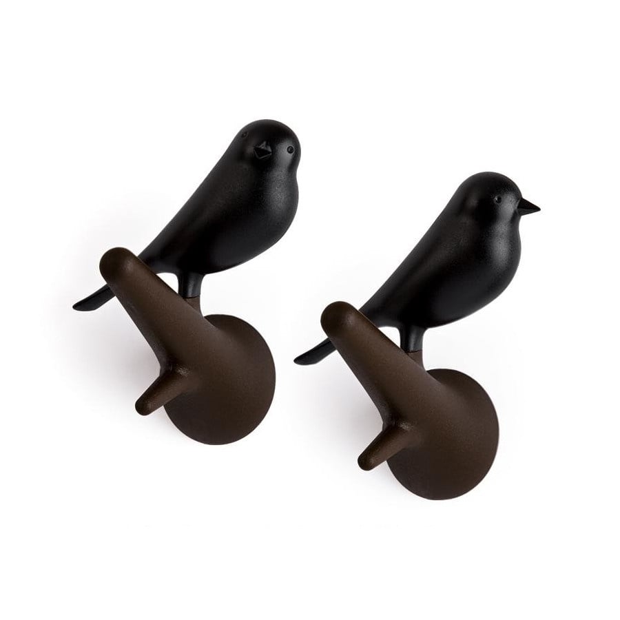 Wieszaki Ptaki brązowy/czarny 10067-BN-BK