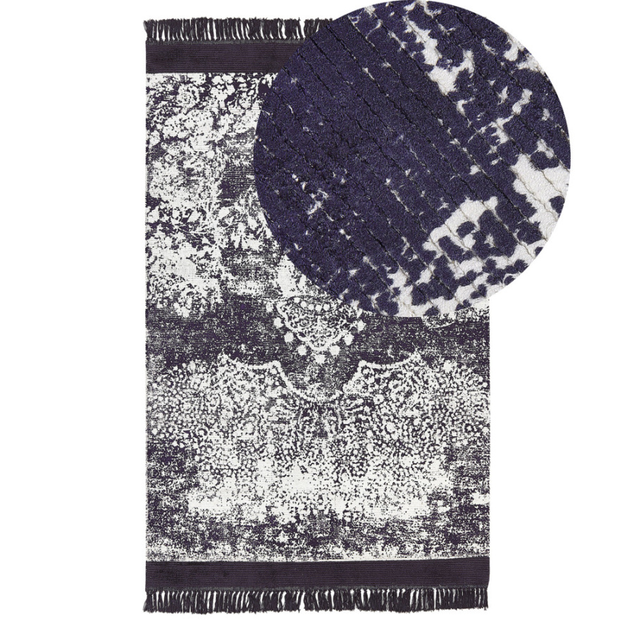 Dywan z wiskozy 140 x 200 cm fioletowy z białym akarsu