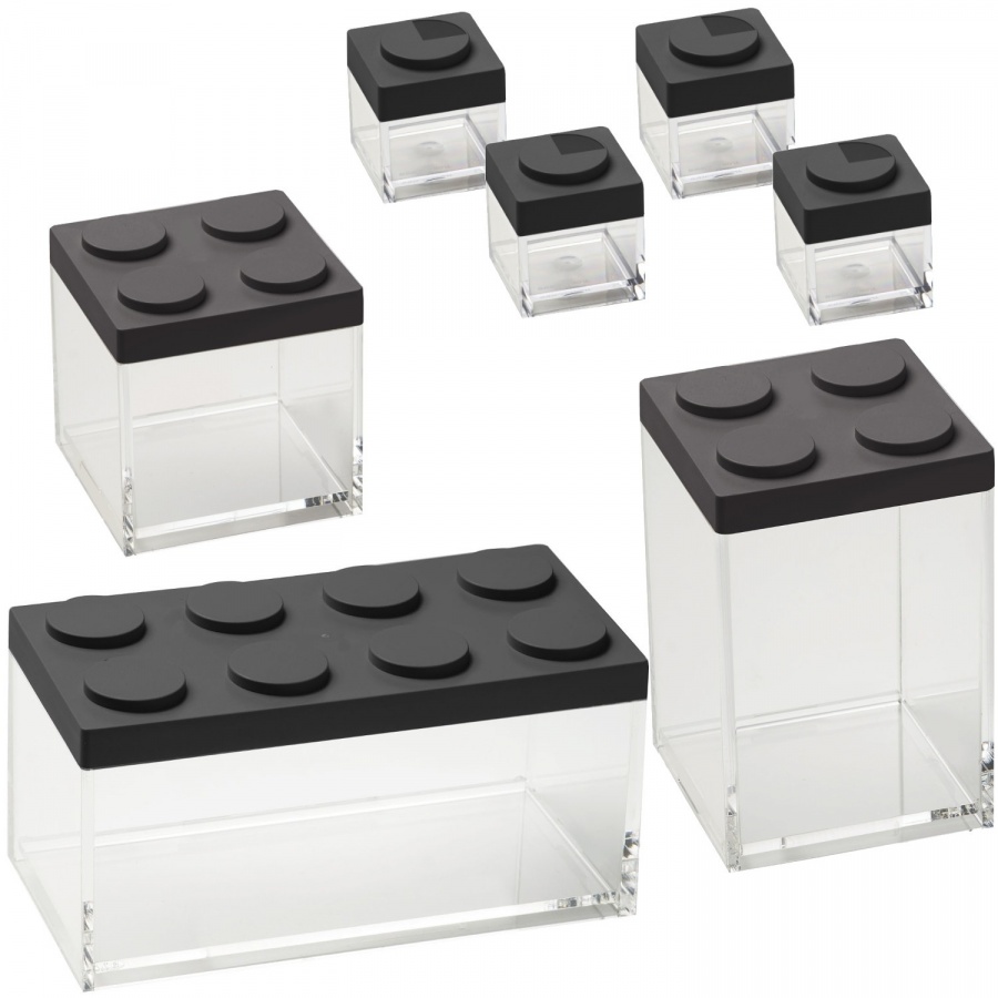 Zestaw pojemników brickstore czarny 7 elementów