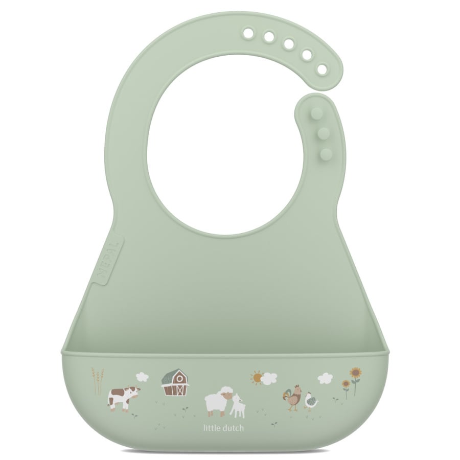 śliniak silikonowy z kieszonką mio little farm 108034565399