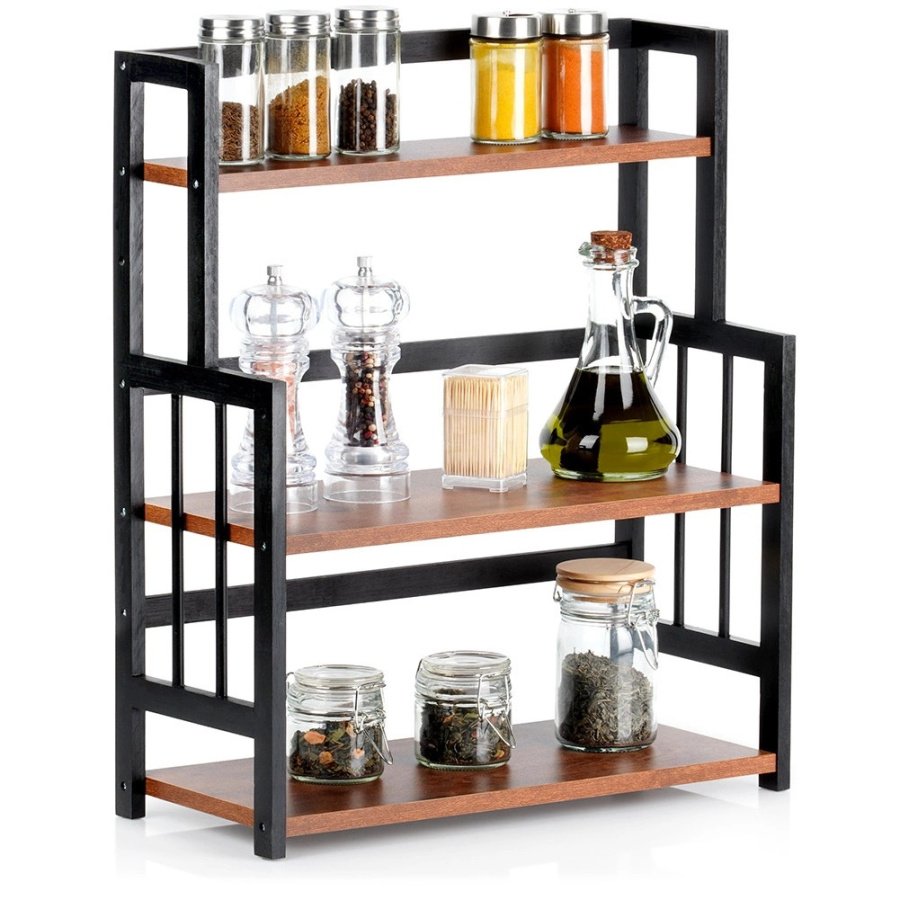 Półka kuchenna drewniana 3-poziomowa 41,5x18,5x50 cm