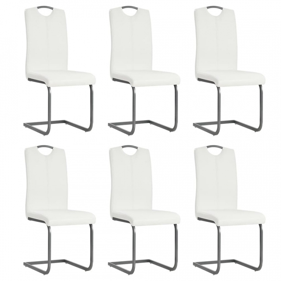 Krzesła do jadalni 6 szt. sztuczna skóra białe