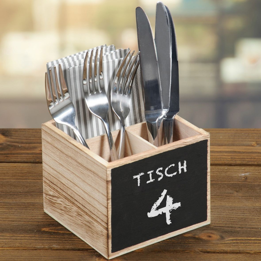 Kesper stojak na sztućce drewno paulownia 12x12x10 cm