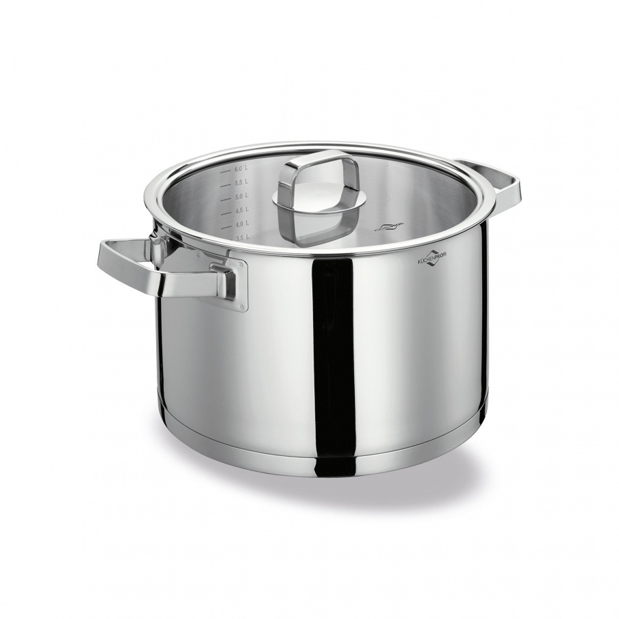 Garnek z pokrywką, stal nierdzewna/szkło, 6,5 l, śred. 24 cm