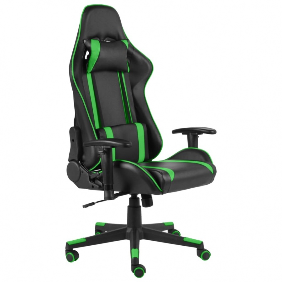 Obrotowy fotel gamingowy, zielony, PVC