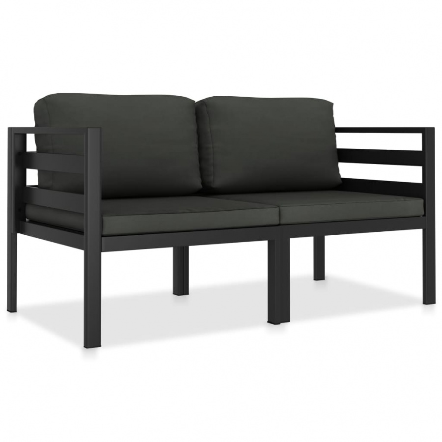2-częściowa sofa z poduszkami, aluminium, antracytowa