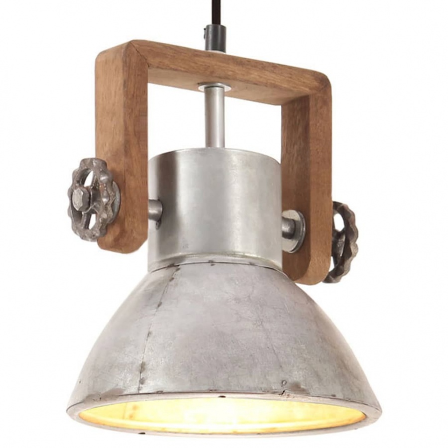 Industrialna lampa wisząca, 25 W, srebrna, okrągła, 19 cm, E27