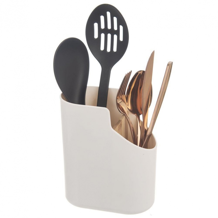 Ociekacz organizer stojak koszyk pojemnik na sztućce przybory kuchenne biały bambusowy whitney