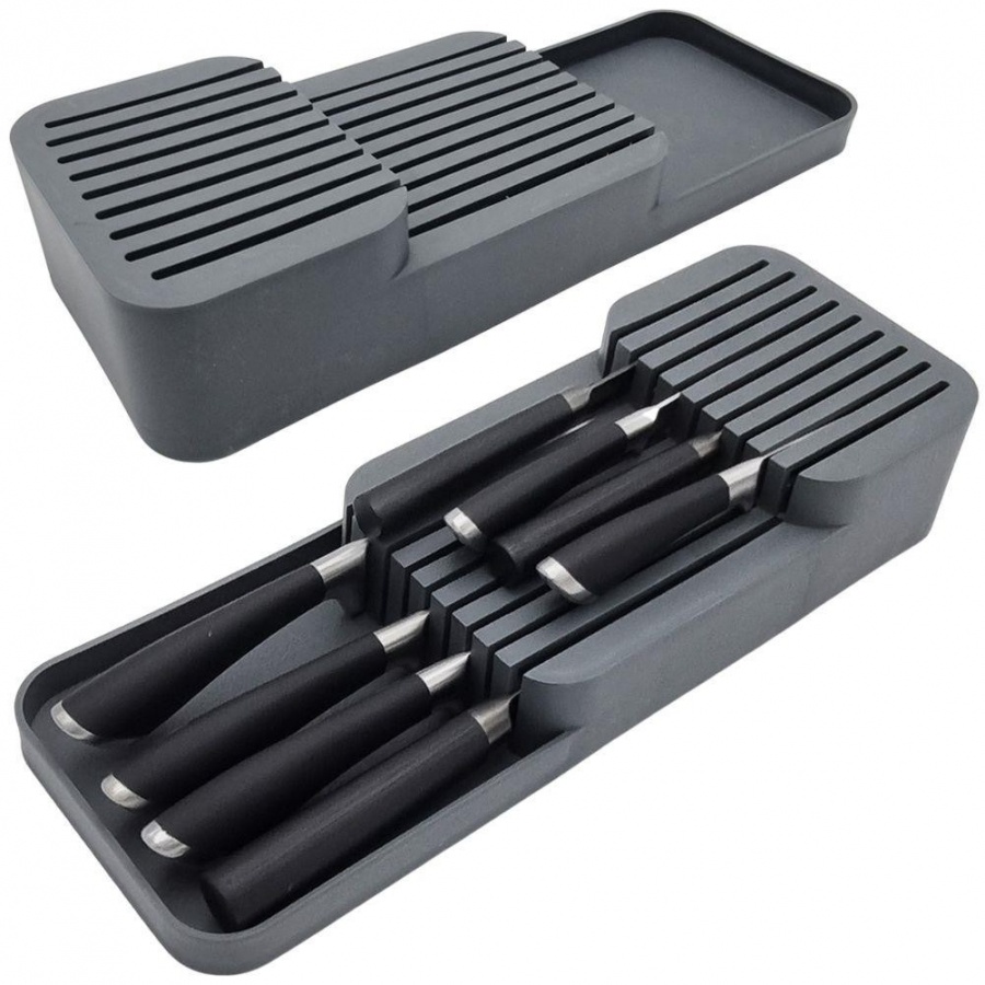 Organizer wkład do szuflady pojemnik koszyk blok na noże kuchenne szary