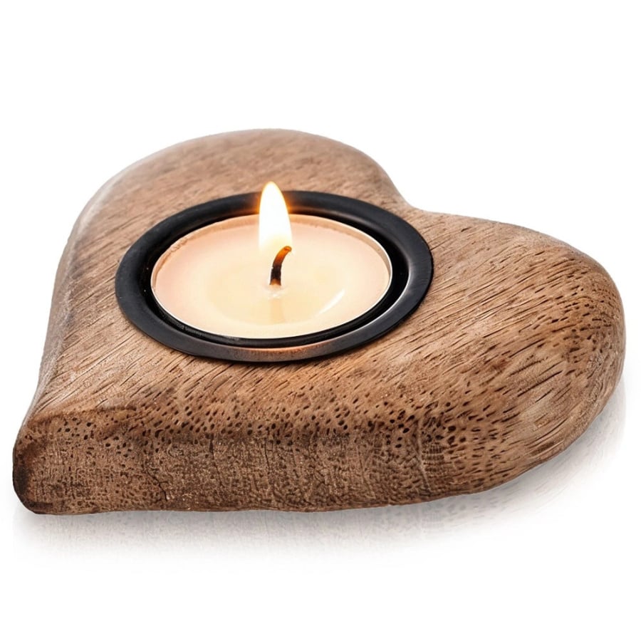 Świecznik drewniany na tealight MANGO 10x10 cm