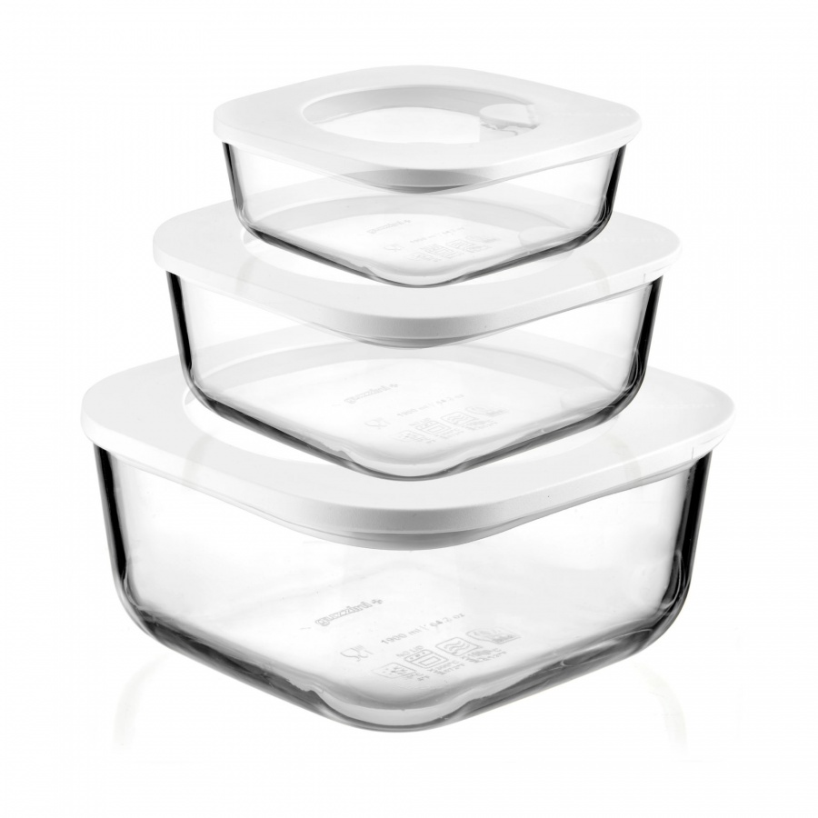 Zestaw 3 szczelnych pojemników szklanych