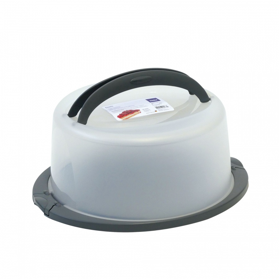 pojemnik na ciasta okrągły z pokrywą, 38 x 33 x 17 cm, szary