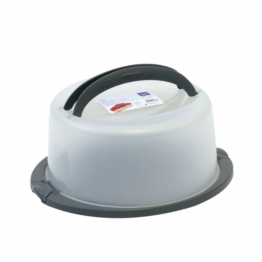 pojemnik na ciasta okrągły z pokrywą, 38 x 33 x 17 cm, szary