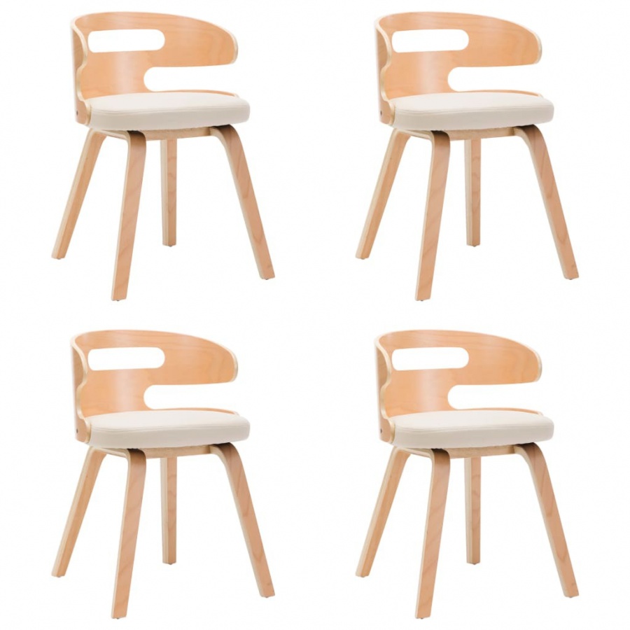 Krzesła do jadalni 4 szt. kremowe gięte drewno i ekoskóra