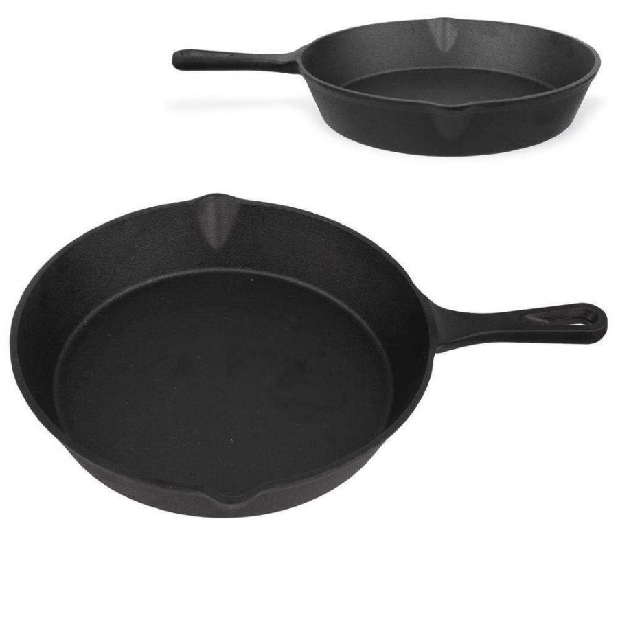 Patelnia żeliwna okrągła, talerz żeliwny, 25 cm, indukcja