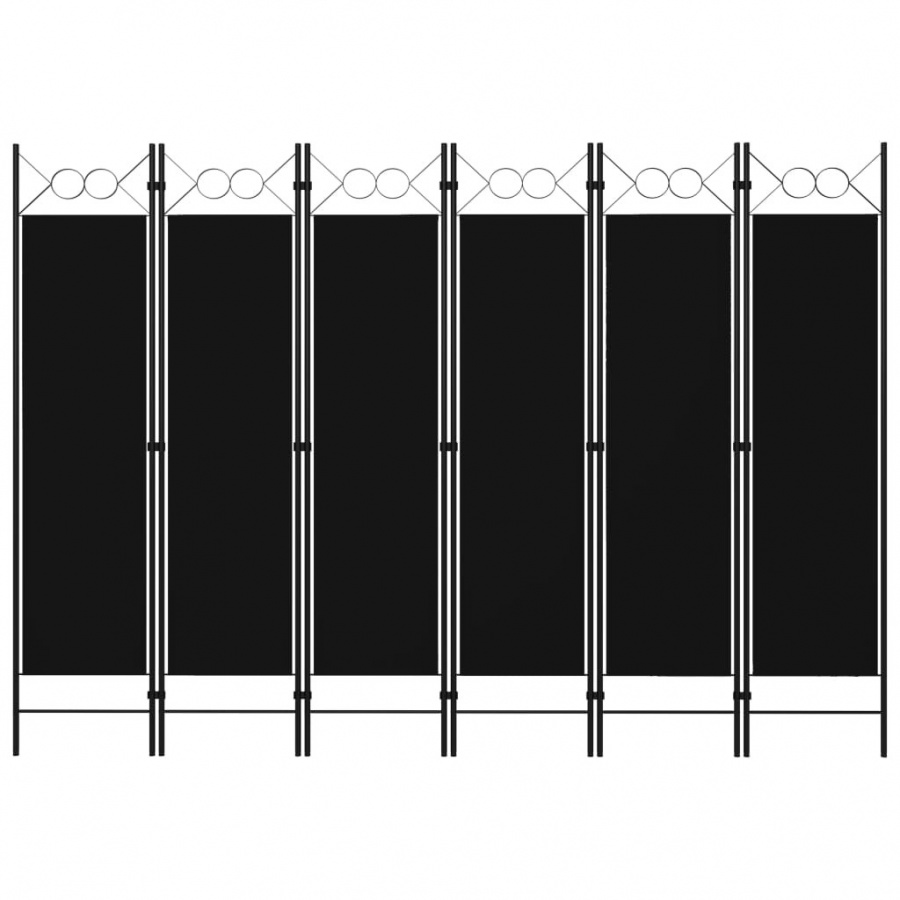 Parawan 6-panelowy, czarny, 240 x 180 cm