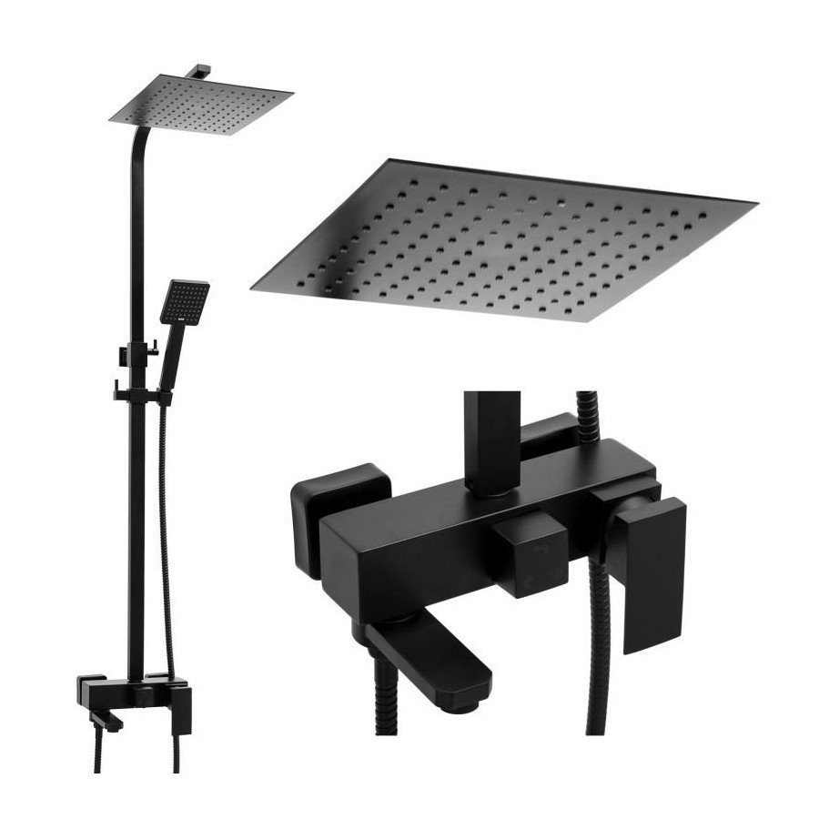 Zestaw prysznicowy z deszczownicą ścienny kwadrat 25 cm kolumna prysznicowa loft - yoka