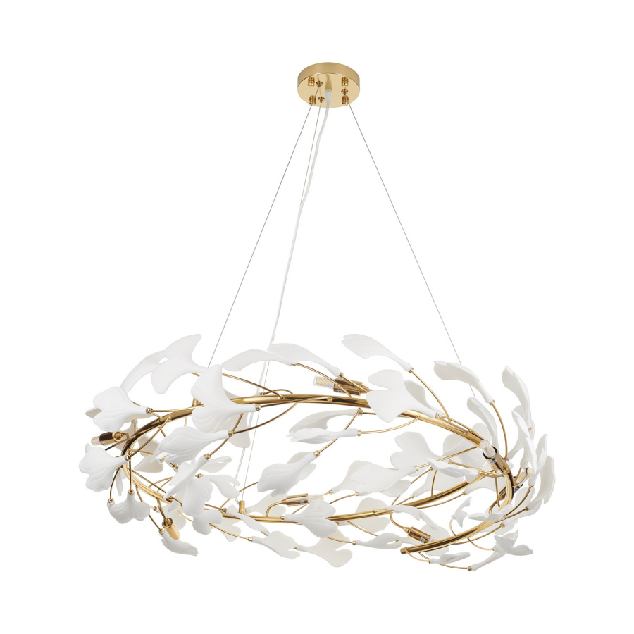 Lampa wisząca botanika złoto biała 80 cm