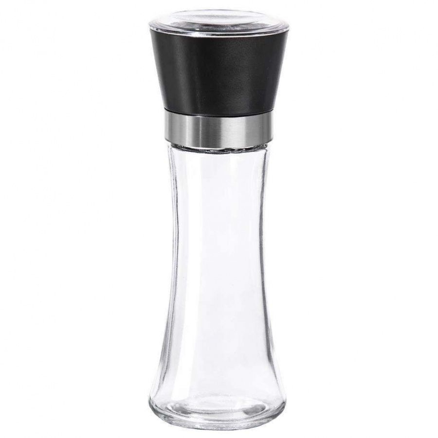 Młynek do mielenia przypraw, pieprzu, soli, szklany, ręczny, 18,5 cm