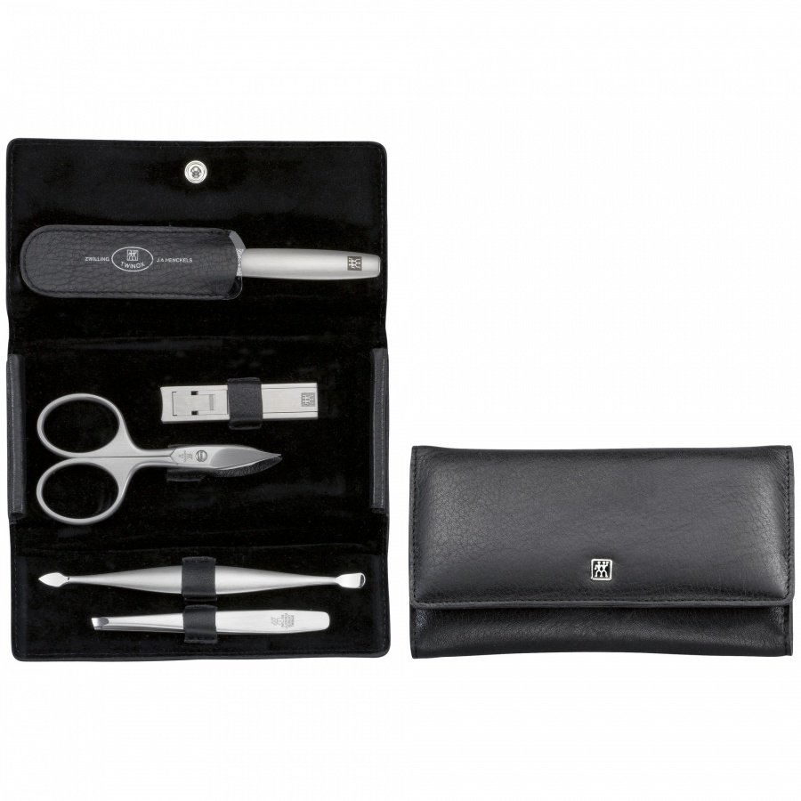Zestaw do manicure – czarne skórzane etui, 5 elementów