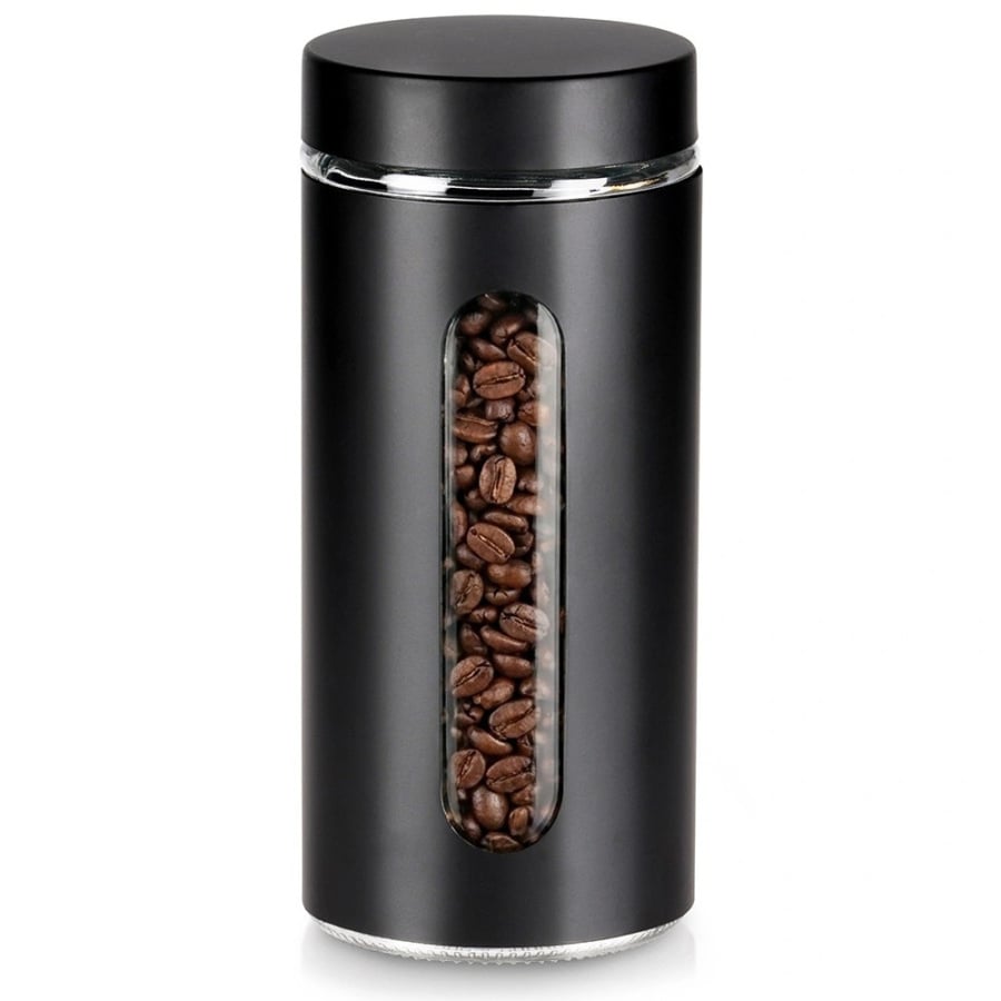 Pojemnik na produkty sypkie szklany zakręcany czarny 1,3 l