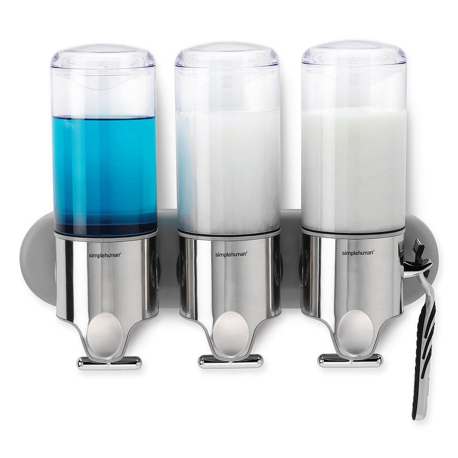 Dozowniki do płynów pod prysznic 3 szt. 444ml Simplehuman srebrne
