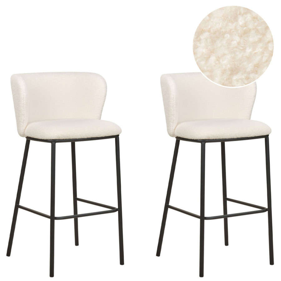 Zestaw 2 krzeseł barowych mina boucle biały