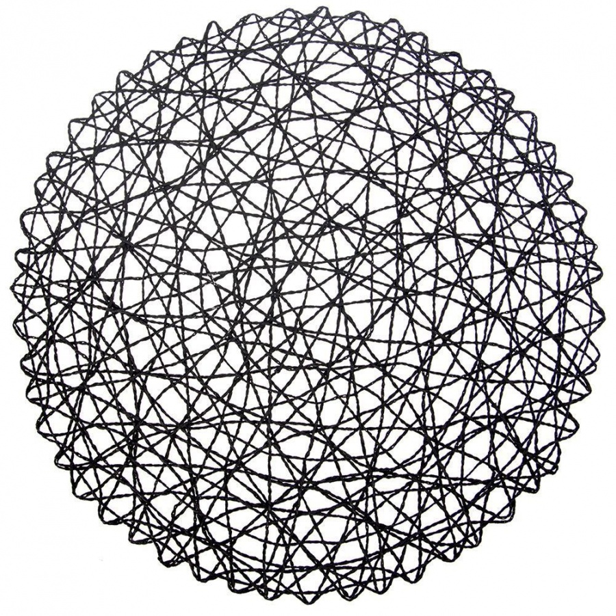 Podkładka pod talerz sztućce okrągła / mata kuchenna papierowa czarna 35 cm